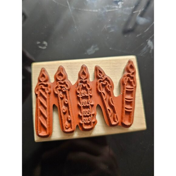 Morning Star Rubber Stamp Birthday 5 Festive Candles‎ Wooden Block Crafting DIY - Picture 4 of 5